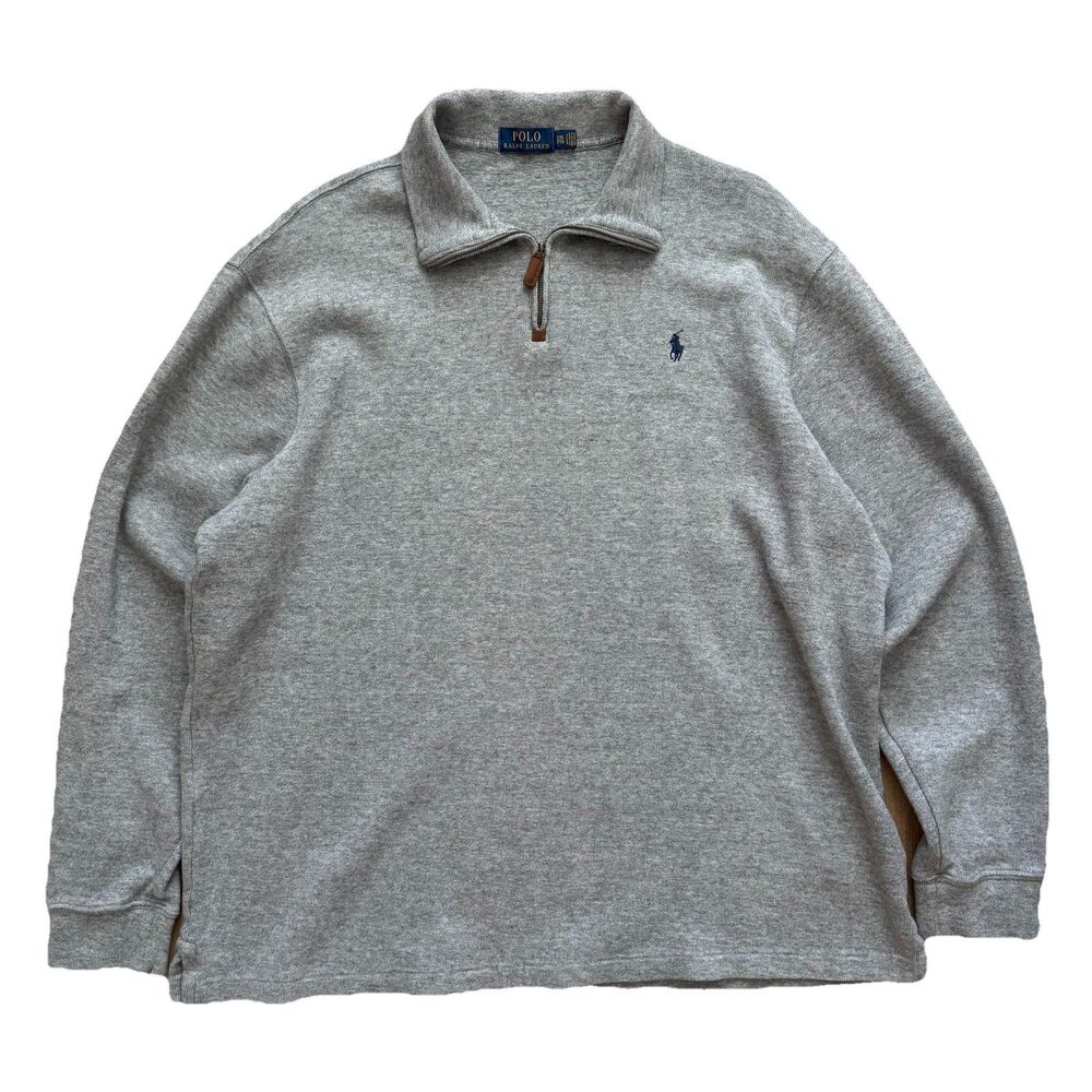 Polo Ralph Lauren Quarter Zip Sweatshirt Mens 2XL Gray Fleece Pullover Pony Logo